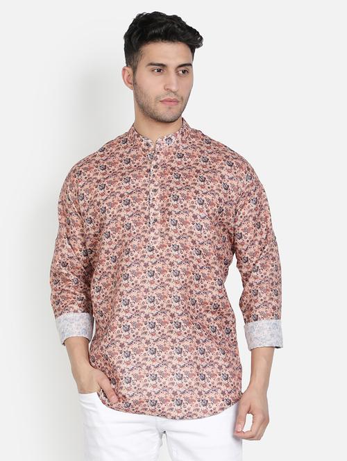 men printed cotton short kurta - 20624611 - Very Small Image - 1