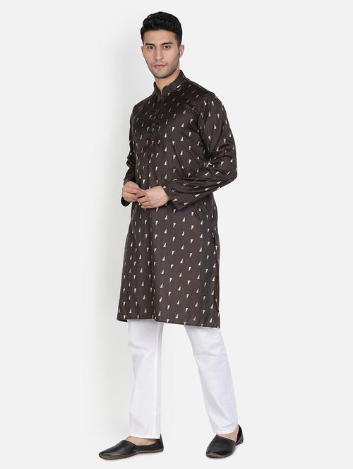 men printed cotton long kurta - 20624613 - Very Small Image - 1