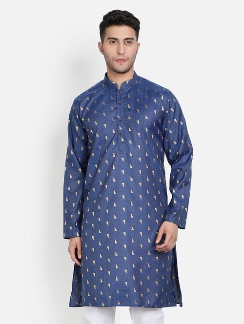 men printed cotton long kurta - 20624616 - Very Small Image - 1
