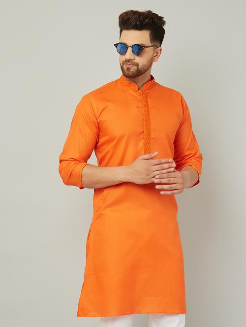 men solid mandarin neck long kurta - 20624629 - Very Small Image - 1