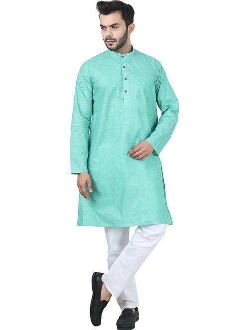 men mandarin neck solid kurta pyjama set - 20624667 - Very Small Image - 1