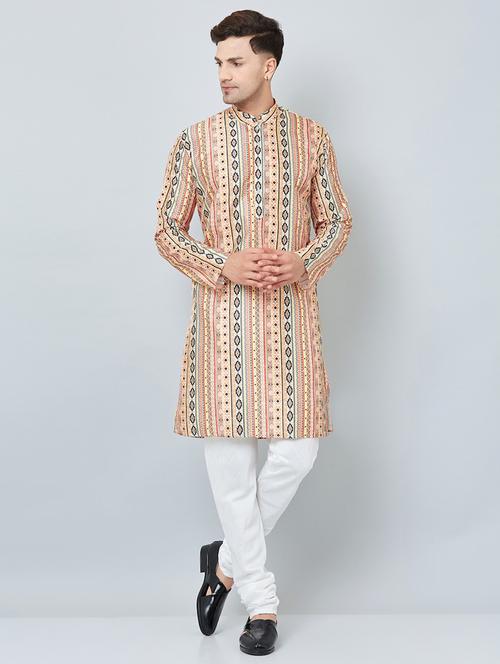 men multi colored printed kurta churidar set - 20624710 - Very Small Image - 1