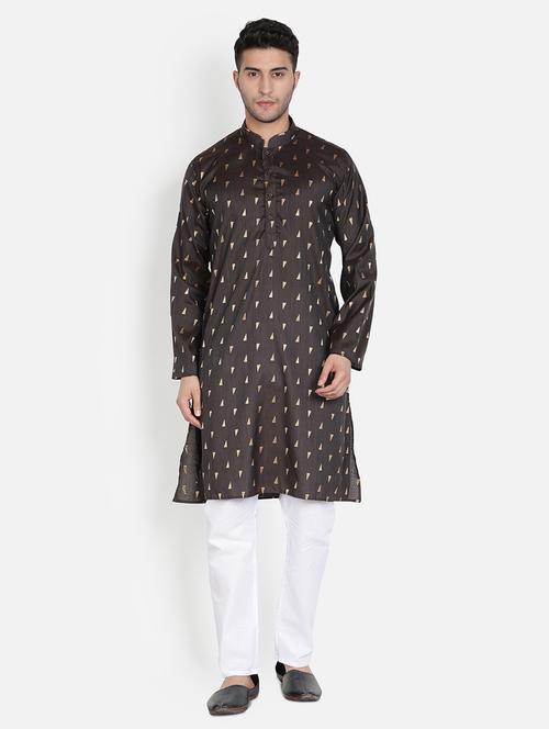 men black & white printed kurta pyjama set - 20624838 - Very Small Image - 1