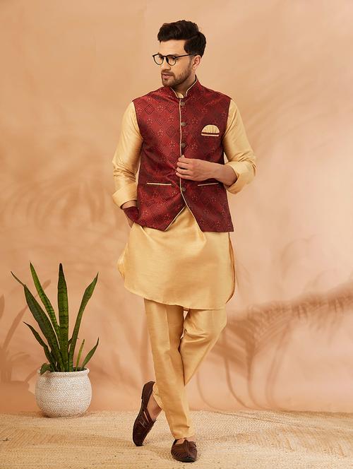 men mandarin kurta pyjama with jacket - 20624853 - Very Small Image - 1
