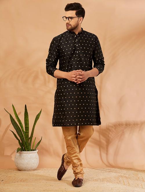 men black self design kurta pyjama ethnic wear set - 20624888 - Very Small Image - 1