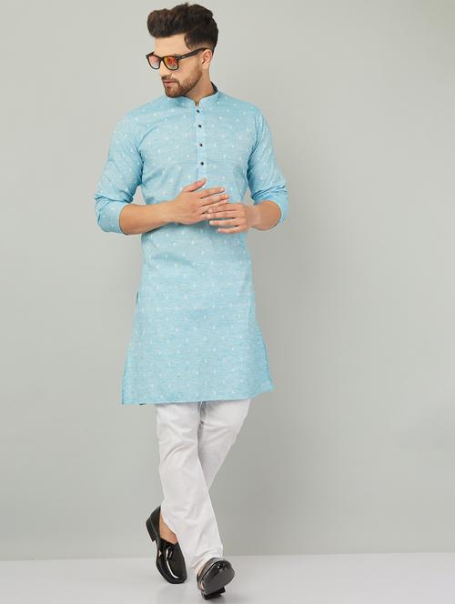 women light blue self design kurta pyjama ethnic wear sets - 20624971 - Very Small Image - 1