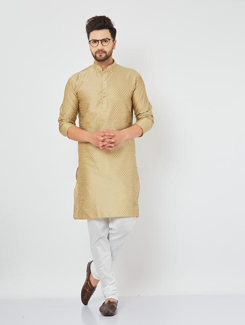 men gold printed kurta churidar ethnic wear sets - 20625029 - Very Small Image - 1