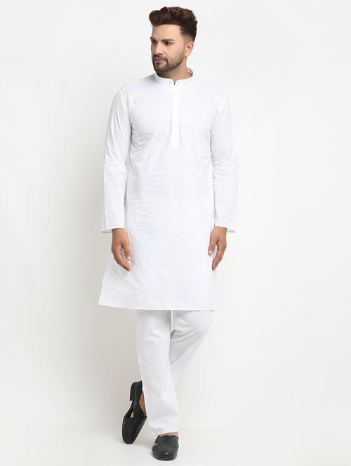 men white solid kurta pyjama ethnic wear set - 20625060 - Very Small Image - 1