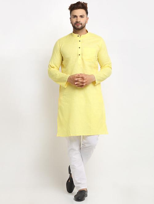 men mandarin neck solid kurta pyjama set - 20625090 - Very Small Image - 1