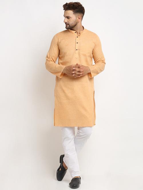men mandarin neck solid kurta pyjama set - 20625092 - Very Small Image - 1