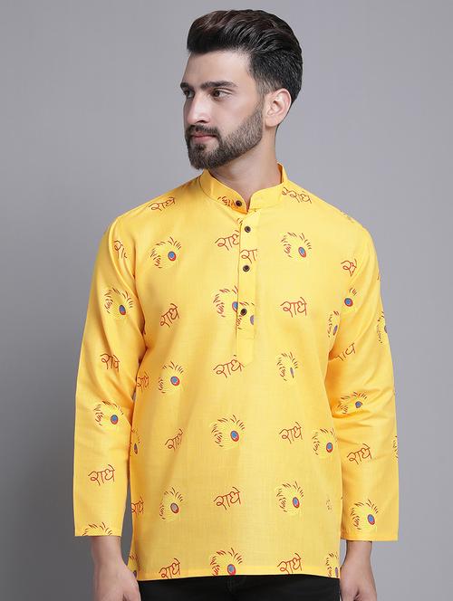men printed cotton short kurta - 20625125 - Very Small Image - 1
