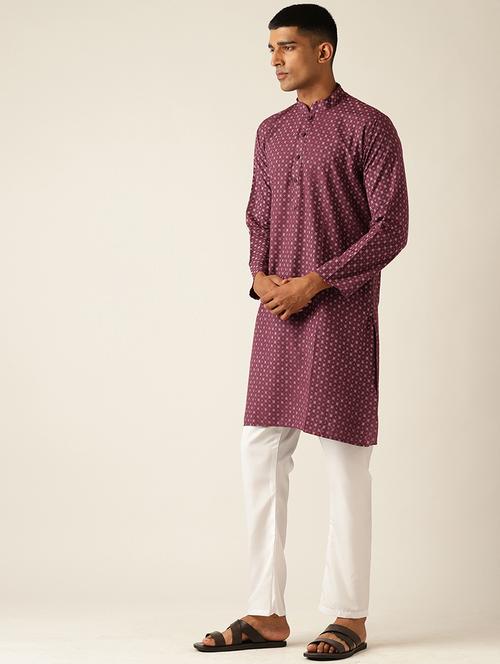 men mandarin neck printed kurta pyjama set - 20625146 - Very Small Image - 1