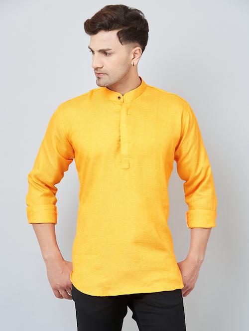 men solid cotton short kurta - 20625156 - Very Small Image - 1