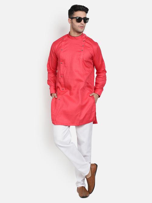 pink khadi cotton kurta pyjama ethnic wear set - 20625252 - Very Small Image - 1