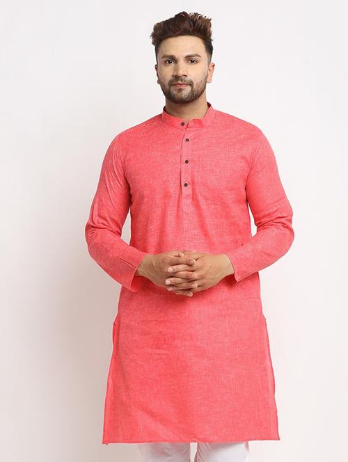 men pink solids kurta pyjama ethnic wear sets - 20625316 - Very Small Image - 1