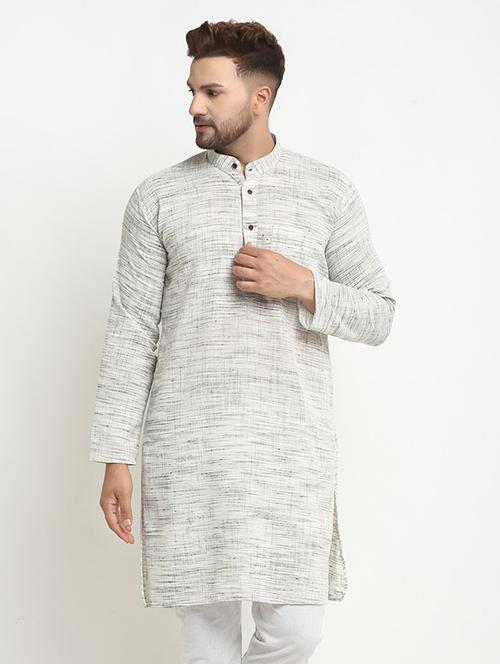 men grey self designed kurta pyjama ethnic wear set - 20625327 - Very Small Image - 1