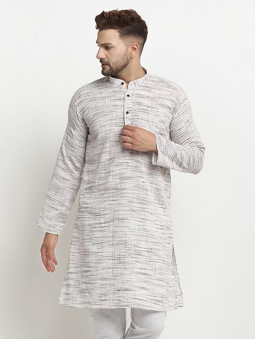 men grey self designed kurta pyjama ethnic wear set - 20625328 - Very Small Image - 1