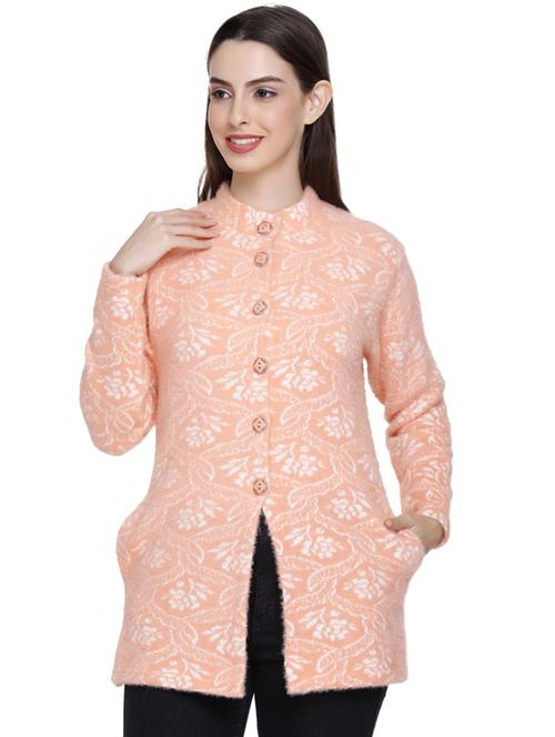 orange self design woollen cardigan - 20625475 - Very Small Image - 1