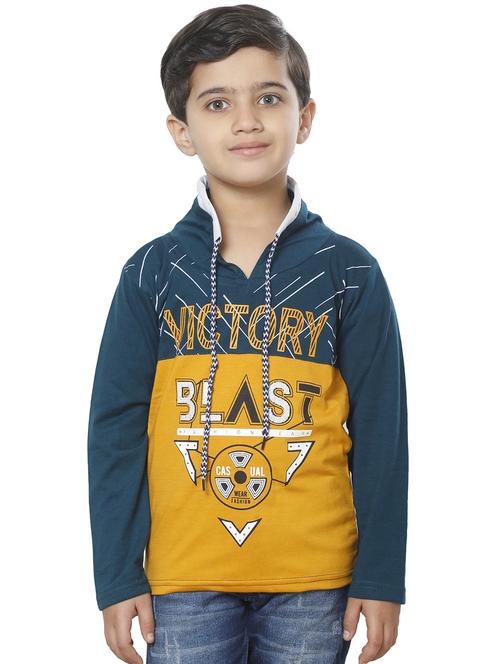 boys teal blue & mustard printed t-shirt - 20625778 - Very Small Image - 1