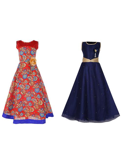 pack of 2 multi coloured self design party gown - 20626512 - Very Small Image - 1