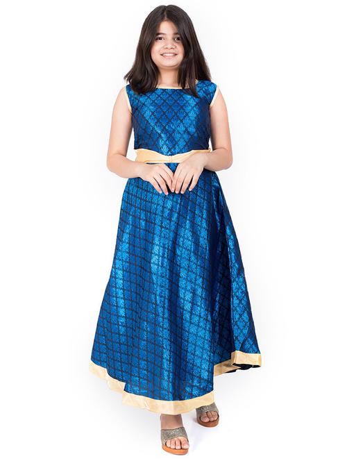kids blue self design party gown - 20626517 - Very Small Image - 1