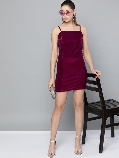 solid purple sleeveless short dress - 20627362 - Very Small Image - 1