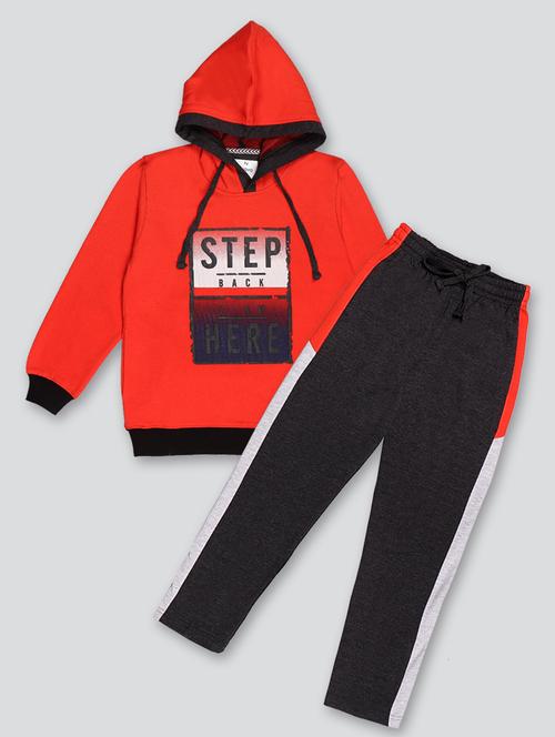 kids orange front print hooded tracksuit - 20627909 - Very Small Image - 1