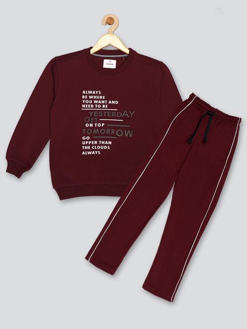maroon typographic fleece track wear - 20627912 - Very Small Image - 1