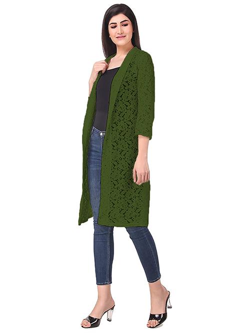 women green self design shrug - 20638569 - Very Small Image - 1