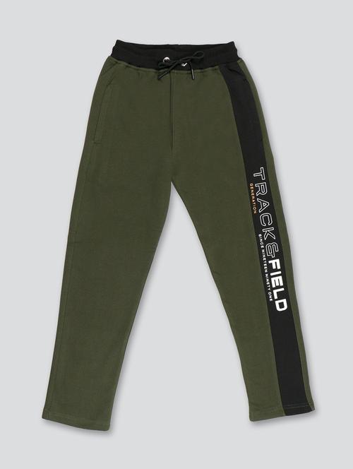 kids olive green typographic taped trackpant - 20644026 - Very Small Image - 1