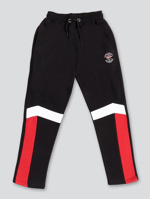 kids black colourblock detailed trackpant - 20644031 - Very Small Image - 1