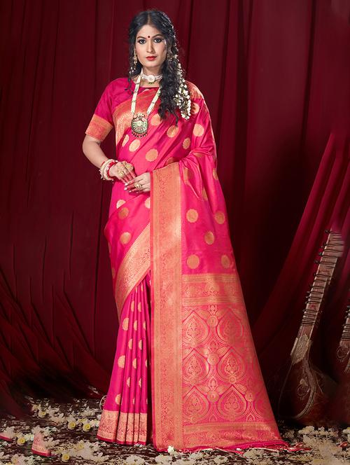 pink self design banarasi saree - 20644148 - Very Small Image - 1