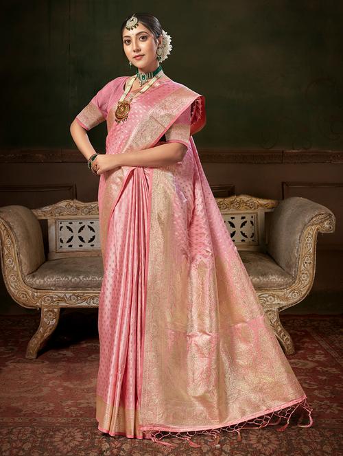 rosewater self design banarasi saree - 20644151 - Very Small Image - 1
