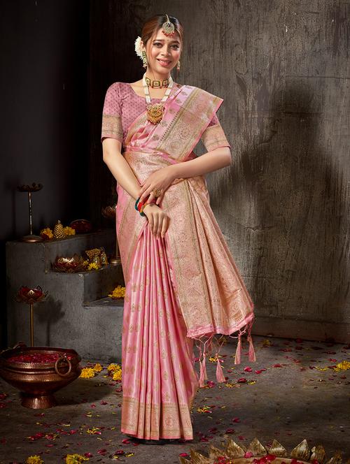 rosewater self design banarasi saree - 20644157 - Very Small Image - 1