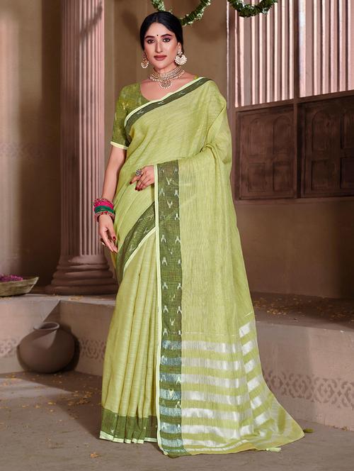 neo mint self design handloom saree with blouse - 20644165 - Very Small Image - 1