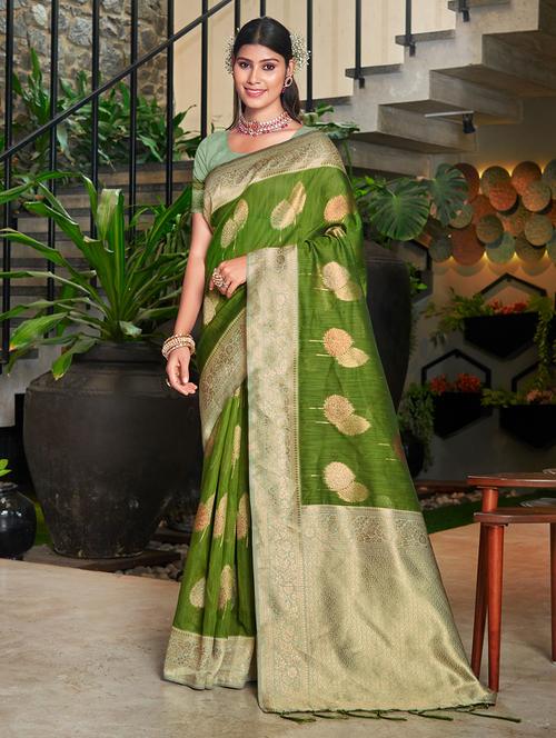 green self design bordered saree with blouse - 20644285 - Very Small Image - 1