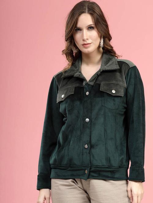 green colourblocked detailed regular jacket - 20644333 - Very Small Image - 1