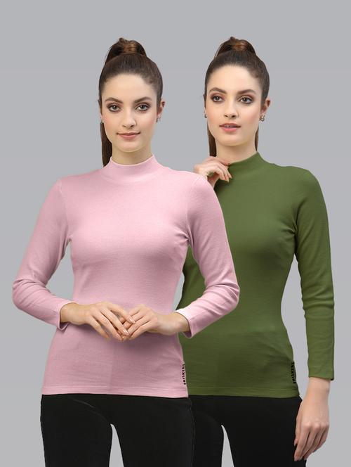 pack of 2 solid multi colored mock neck top - 20646008 - Very Small Image - 1