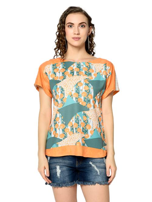 orange & green printed regular top - 20646308 - Very Small Image - 1