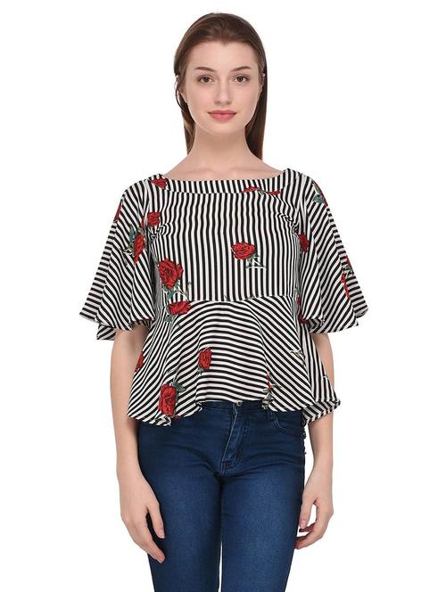 pink printed peplum top - 20646397 - Very Small Image - 1