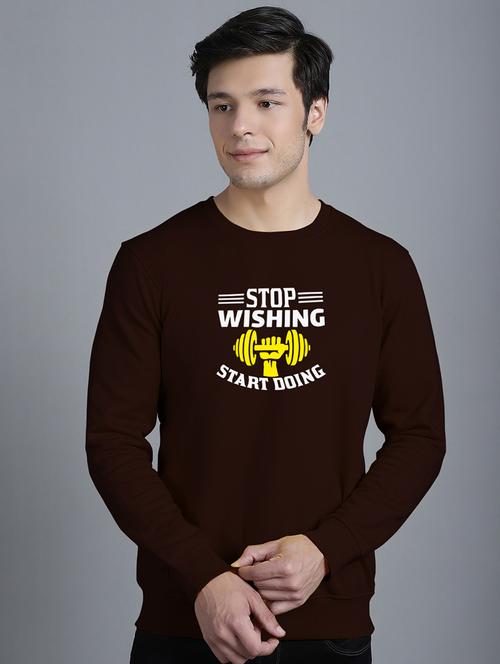 men chest print round neck sweatshirt - 20646449 - Very Small Image - 1
