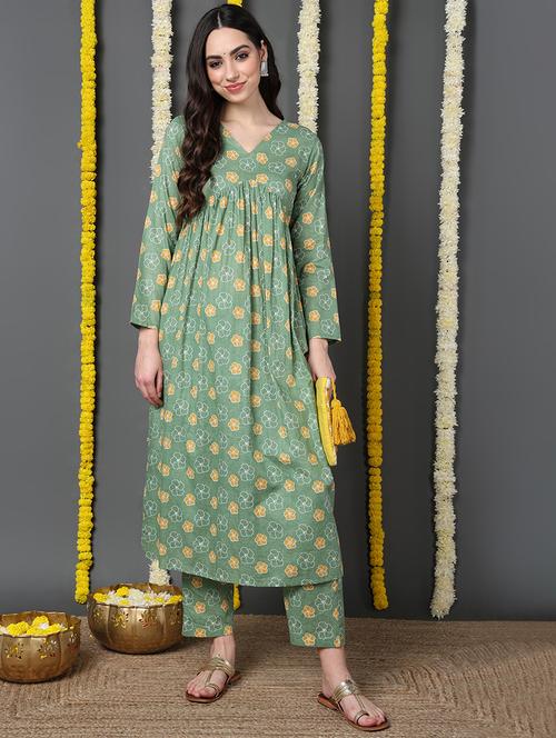 neo mint long sleeve kurta pant set - 20646811 - Very Small Image - 1