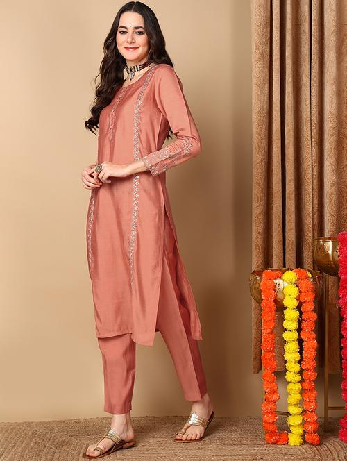 peach long sleeve suit set - 20646846 - Very Small Image - 1