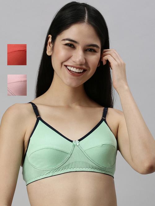 pack of 3 multi colored solid bra - 20646980 - Very Small Image - 1