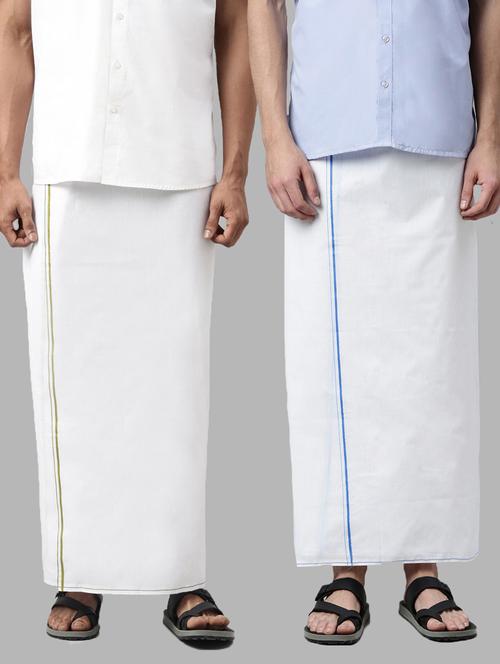 men's solid white lungi (pack of 2) - 20647841 - Very Small Image - 1