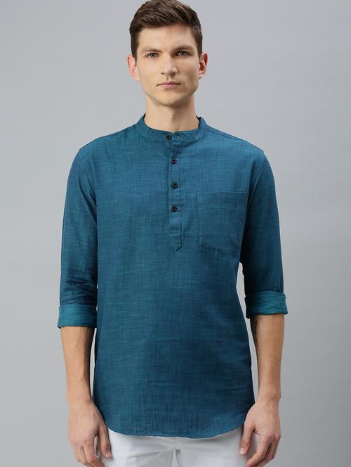 men solid mandarin neck short kurta - 20647953 - Very Small Image - 1