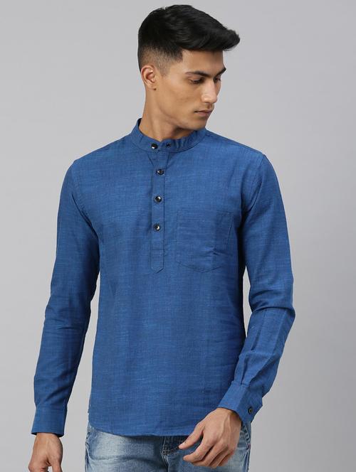 men solid mandarin neck short kurta - 20647961 - Very Small Image - 1