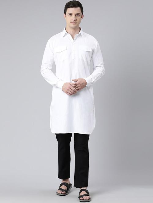 men solid collared long kurta - 20647969 - Very Small Image - 1