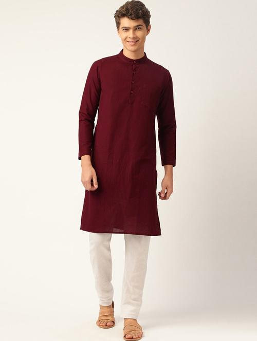 men solid mandarin neck long kurta - 20648005 - Very Small Image - 1