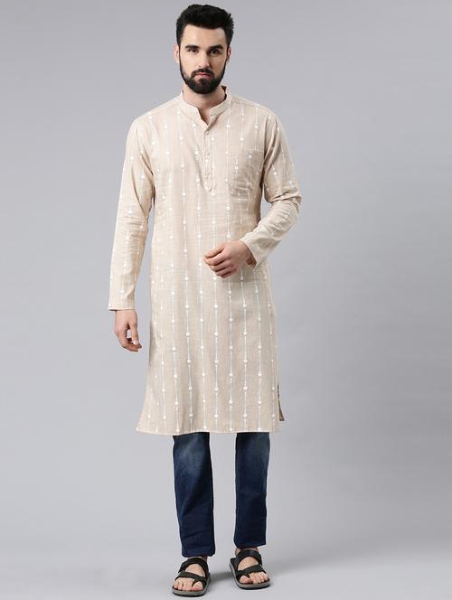 men printed mandarin neck long kurta - 20648008 - Very Small Image - 1